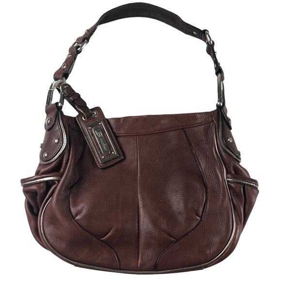 B Makowsky brown leather shoulder hobo bag - Picture 1 of 13